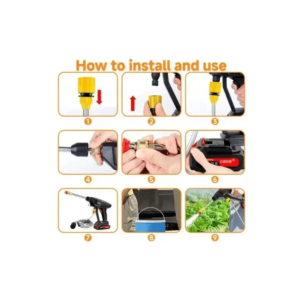 1500W Cordless High Pressure Car Washer 2 Type Cleaner Washing Spray Gun Electric Water Gun Foam Machine Compatible with Makita 21V Battery(A no Battery) - Image 6
